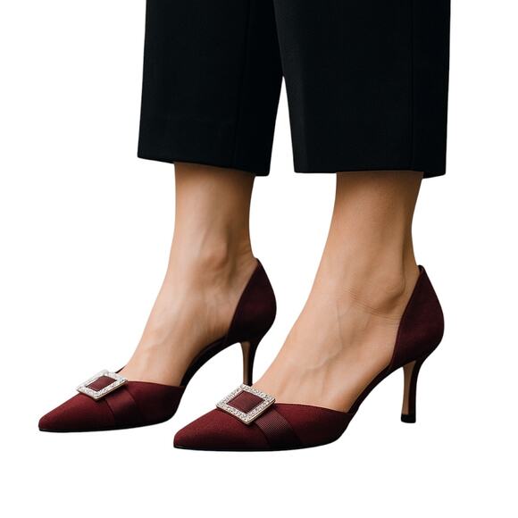 Michael Kors D'orsay Heels Pumps Leather Red stiletto Size 8M - Picture 1 of 7